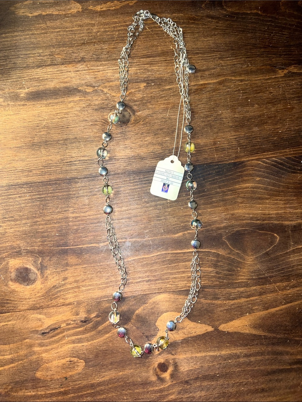 NWT! Multicolor Glass Bead & Silver Chain Long Necklace - Women Jewelry